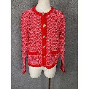 On 34th Women's Patterned Jacquard Button Up Cardigan Red Size Small NWT's